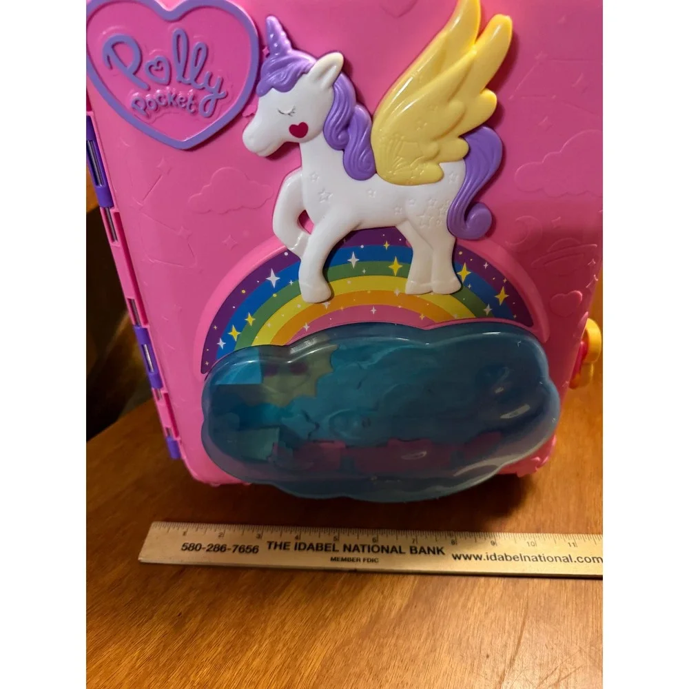 Polly Pocket Rainbow Funland Theme Park Backpack Playset Unicorn Carnival Toy